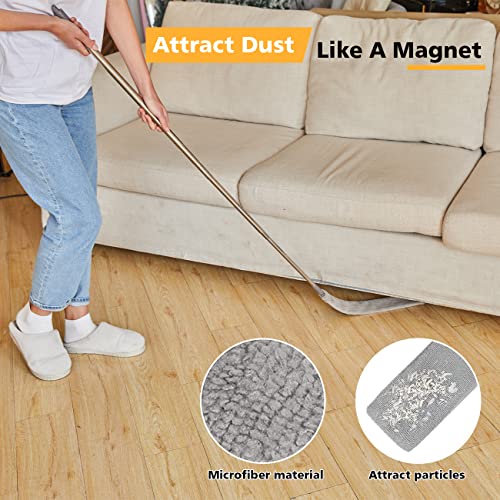 Retractable Gap Dust Cleaner with 3 Reusable Microfiber Dusting Cloths, Under Appliance/Refrigerator/Furniture Cleaning Tool with 100” Extension Pole, Washable Flat Gap Cleaning Duster by OOSOFITT - color: Gray, size: Gap Duster