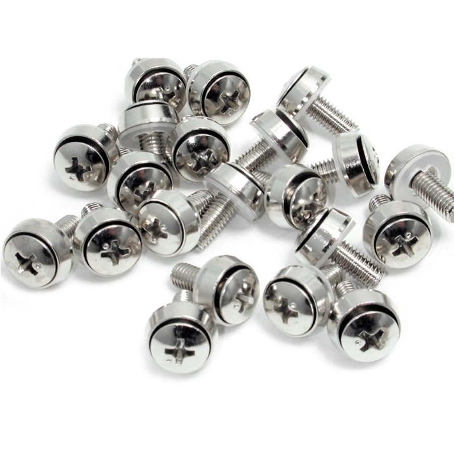 StarTech 100-Pack M6 12mm Mounting Screws, Nickel-Plated, 19in & 10in, TAA | Fits cabinets and enclosures, Mounts servers and AV gear, GSA Schedule purchases - color: Silver, size: 100-pack, style: Screw only