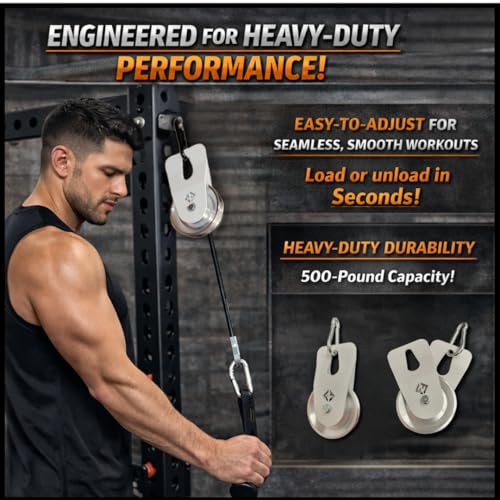 F&F STEEL Quick-Load Fitness Pulley Sheave - Heavy-Duty 500 lb Weight Capacity, Easy Cable Management for Home Gym Equipment - style: Aluminum Silver Wheel