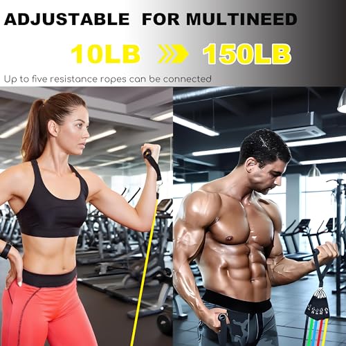 Resistance Bands Set with Door Anchor, 5 Tube Bands for Full Body Workout