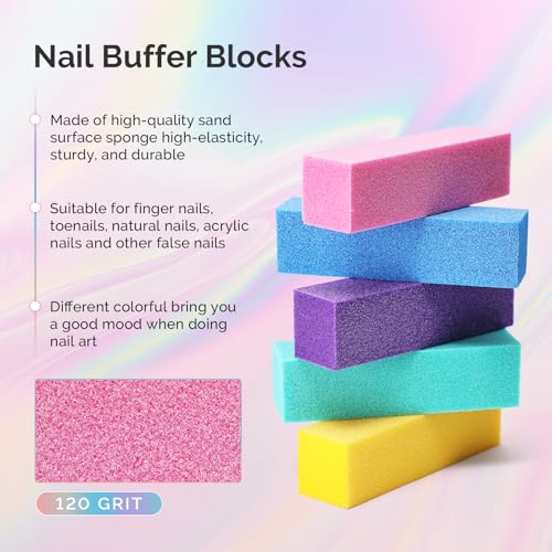 MelodySusie 16Pcs Professional Nail Buffer Kit,Nail Files and Buffers,Nail Buffer Block,Nail Brush, Nail File Buffers Kit for Natural Nails,DIY,Home Use,Salon（100/180 Grit） - size: 16Pcs