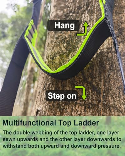 Double-Thickened and Widened 4-Step Climbing Aider for Hunting Tree Steps,Fall-preventing Adjustable Hook and Loop Design for a Wide Range of Climbing Stick,Easy-to-use Lightweight Rope Aid