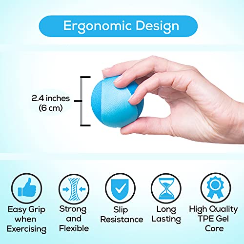 Serenilite Hand Therapy Exercise Stress Ball Bundle - Tri-Density Stress Balls for Adults & Grip Strengthening - color: Orange, Blue, Gray