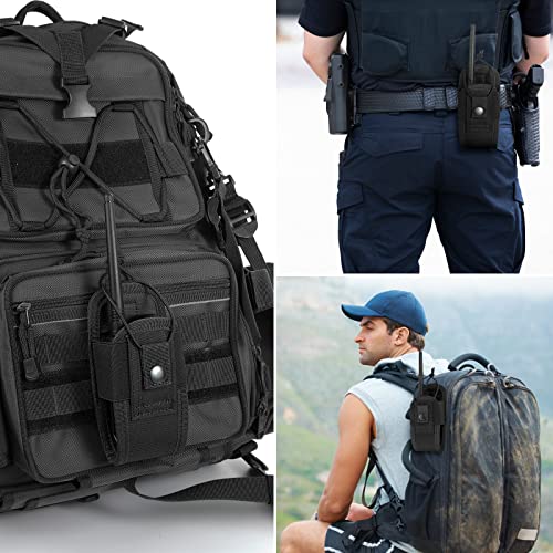 FRTKK Tactical Radio Holder Radio Holster Molle Radio Pouch Universal Radio Case Military Heavy Duty Radio Bag for Police Firefighter Two Ways Walkie Talkies Vest (Black-small) - color: Black-small