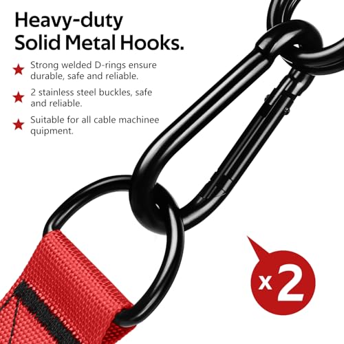 Exercise Handles, Cable Machine Handles for Gym Cable Attachments Training | 2 Pack Heavy Duty Handle with Non Slip Grip for Cable Machines, Pull Down Workouts, Resistance Bands and Home Gym Equipment - color: Red