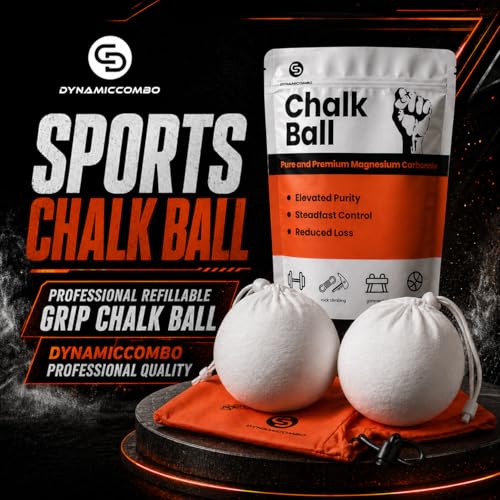 Gym Chalk Balls & Storage Bag, Superior Grip & Less Mess, 120g | Refillable chalk balls for climbing, rock climbing, bouldering, gymnastics, weightlifting & workout