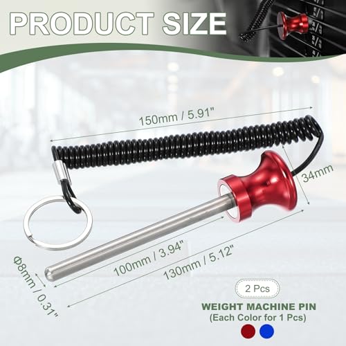 Weight Stack Pin, Weight Gym Pin Strength Training Equipment Replacement with Pull Rope for Commercial Home - color: Blue/Red, size: 0.3 x 3.9 Inch
