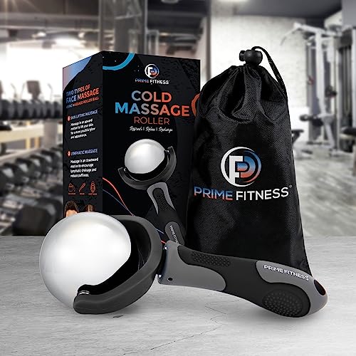 Cold Massage Roller Ball | Cold Therapy | Ice Roller Ball with Handle | cryo Stick | Relieve Muscle Pain (Black) - color: Black