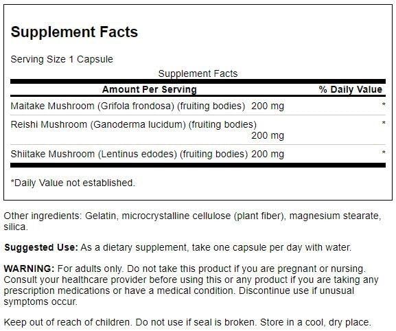 Swanson Full Spectrum Triple Mushroom Complex 60 Capsules
