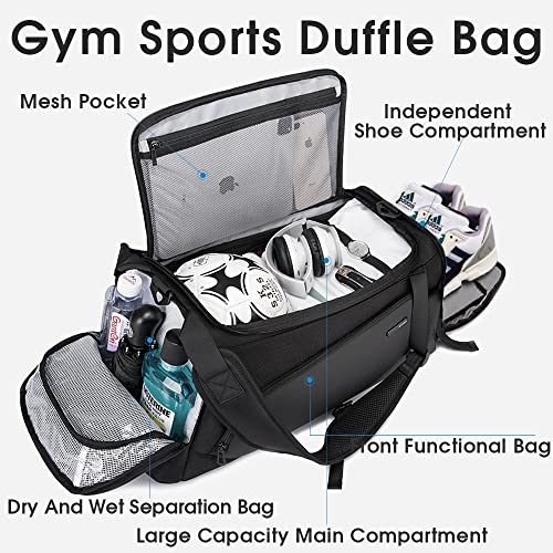 BANGE Gym Sports Duffel Backpack for Man & Women… - color: Black