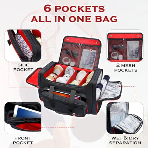 Mancro Padded Sneaker Bag, Sneakerhead Gifts, Shoe Travel Bags Fit 4 Pairs | Come with Insulated Pocket and Shoulder Strap, Multi-functional Sports Gym Duffle for Basketball, Shoes, Cloth