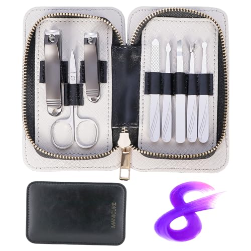 Manicure Set 8 in 1 Stainless Steel Nail Clippers for Men，Manicure Kit for Women，Nail Grooming Kit，Nail Clipper Set，Personal Care Tools - color: Stainless Steel Black
