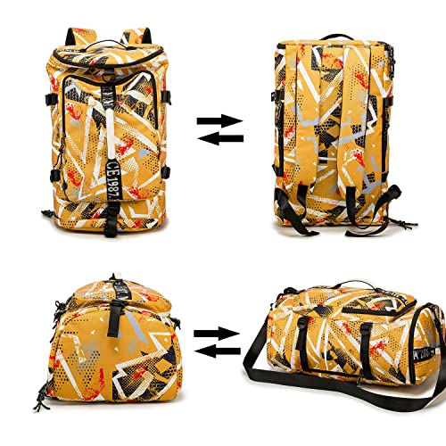 Gym Duffle Bag Waterproof black Laptop Backpack Suitable for Hiking, Fishing, Travel 40L Large Capacity Trendy Cool Lightweight Backpack for Men and Women - color: Yellow