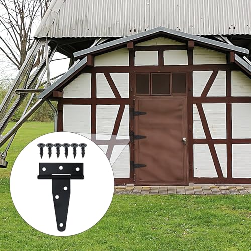 4 PCS 3 Inch T Strap Hinges Heavy Duty, Shed Door Gate Hinges(Black) | 3 inch t hinges Heavy Duty Black Outdoor Tee Hinge for Wooden Fences, Barn Door Gates Hinge for Shed Door Hardware - size: 3 Inch