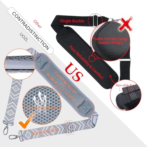 59 Inch Shoulder Straps, Soft with Ultra-Thick Fixed Shoulder Pad, Two Way Independently Adjustable Buckle Replacement Straps for Laptop Bag Messenger Bag Tool Bag Luggage,Grey Black - color: Grey Black, size: 59 inch