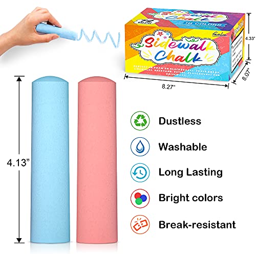 feela Sidewalk Chalk, 18 Colors 72 Pack Sidewalk Chalk Bulk Set, Jumbo Outdoor Chalk For Family, Paint on Sidewalk School Chalkboard Blackboard Street Playground - color: 72 pack