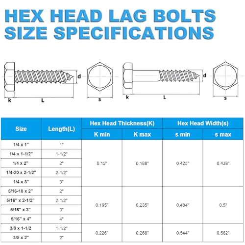 12 Pcs 3/8" x 2" Hex Head Lag Screws, 304 Stainless Steel Lag Bolts Hexagon Head Wood Screws Heavy Duty Large Screws for TV Mounts, Deck, Boat Repair - size: 3/8 x 2" (12 pcs)