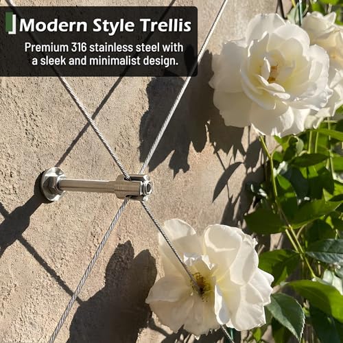 Wire Trellis Kit, 30-Set 5/64”(2mm) Crosshead Kit with 150ft Cable | T316 Marine Grade Stainless Steel, Wall-Mounted Cable Trellis for Climbing Plants Outdoor, Garden Fence Espalier System - size: 30 Sets