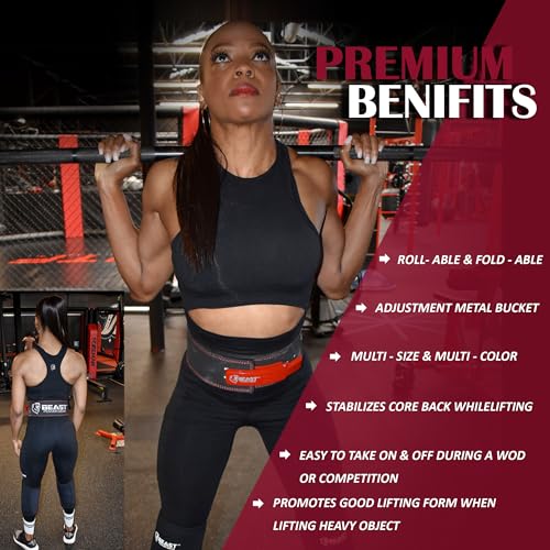 Beast Power Gear Weight Lifting Belt Lever Buckle 10MM 13MM Thick & 4 Inches Free Strap Weightlifting, Powerlifting, Deadlifts, Squats Men Women - color: Black/Red, size: Small