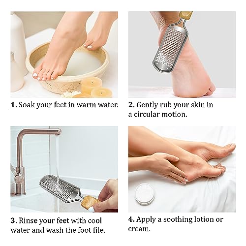 Foot Rasp Callus Remover - Pedicure Scrubber for Cracked Feet, Heel - Professional Stainless Steel File - Remove Dead Skin Corns with Wooden Handle - style: Coarse-Grained Rasp