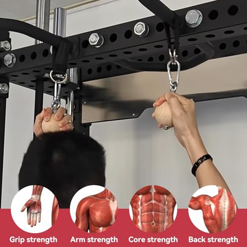 HERCHR Rock Climbing Training Pull Up Ball Hold Grips, Wooden Non-Slip Hand Grips Balls & Straps for Strength Training, Forearm and Chin Up Bar, Kettlebell, Barbell, Home Gym Workout