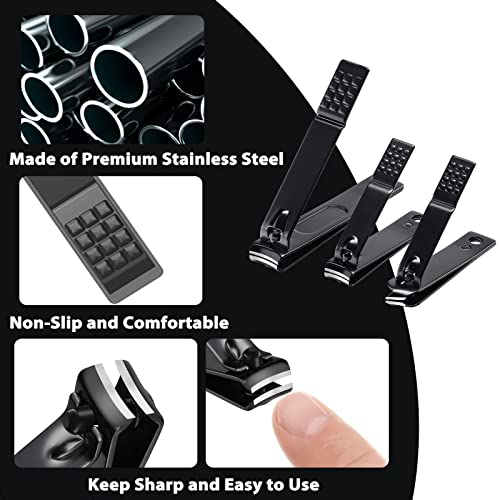 Cater Manicure Nail Clippers Pedicure Set - Stainless Steel Manicure, Professional Grooming Kit, Nail Care Tools with Luxurious Travel Case (18pcs-Black) - color: 18pcs-black