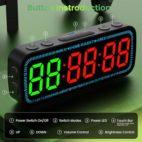 Gym Timer Clock Bluetooth App Controlled Magnetic Workout Interval Timer, Home Large LED Digital Display, Countdown Clock for Score Crossfit, Tabata, HIIT, EMOM, Boxing