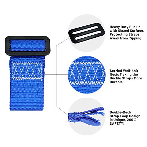 Ninja Slackline Buckle Straps - 8pc Removable Hanging Loops for Ninja Obstacle Course Training, Attaching Ninja Obstacle Accessories - Durable Buckle Straps - Blue Color - style: Buckle Straps