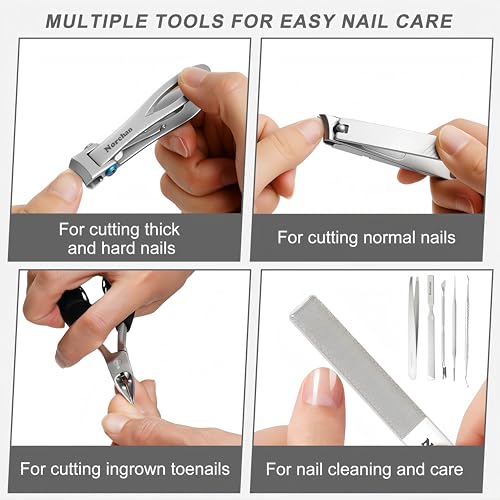 Heavy Duty Toenail Clipper Set for Seniors with Case | 8 in 1,Precision Sharp Blades,Great for Home and Travel