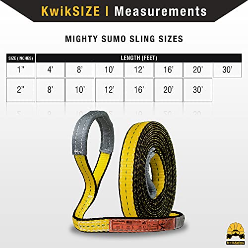 KwikSafety - Charlotte, NC - Mighty Sumo 1”x 30’ Poly Web Sling Lifting Strap Construction ASME OSHA / 3200lbs Vertical 2550lbs Choker 6400lbs Basket/Rigging Moving Towing Hoisting Gear - size: 1"x30' | 3200 lbs
