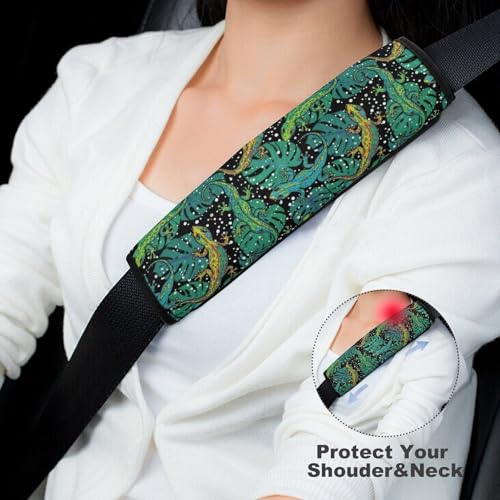 2PCS Reptiles Lizard Palm Car Seat Belt Pad Universal Fit Seat Belt Covers Cushion for Kids, Car Seats Pushchair Strollers High Chair Pushchair, Easy Install (No Tool) - color: Pattern 174