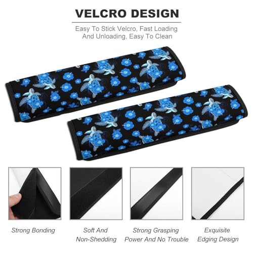 2 Pack Blue Flowers Sea Turtle Car Seat Belt Pad Soft Padded Harness Pads Strap for Child, Car Seats Pushchair Strollers High Chair Pushchair, Anti-Slip Pad - color: Pattern 1218