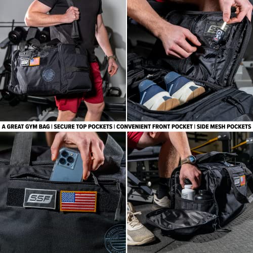 Serious Steel Fitness Gym Bag With Moveable & Removable Dividers Made from 1000D Nylon (Utility Duffel - Black) - color: Black, style: Sneaker Bag (Utility)