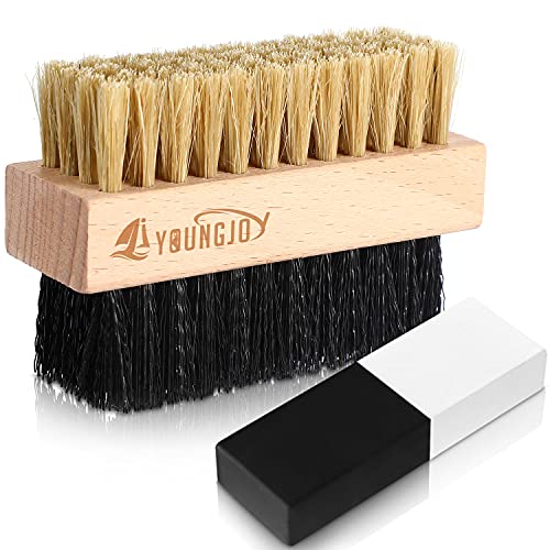 2 Pcs Sneaker Cleaning Brush Shoes Shine Dauber Suede Brush Nubuck Cleaner Crepe Applicators Suede Eraser Set(Dual with Eraser) - style: Dual with Eraser