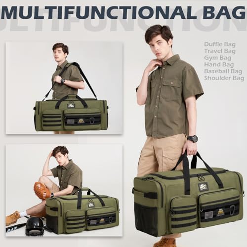 135L Extra Large Duffle Bag, Heavy Duty Sports Gym Travel Duffel Bag | for Basketball, Baseball, Hockey, Football, Helmets, and Pads - color: Green