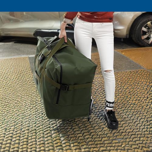 Arxus Large Duffel Bag, Waterproof Carry on Weekend Overnight Storage Bag over Luggage for Airline, Travel, Camping, Moving - color: 120L-Dark Green