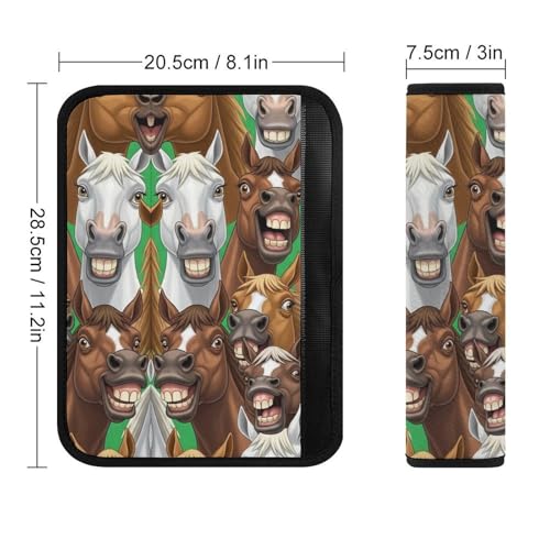 Breathable Car Seat Belt Pad for Girls and Boys, Stroller Pushchair High Chair, 2PCS Cartoon Selfie Horses Shoulder Harness Cover Easy Install (No Tool) - color: Pattern 44