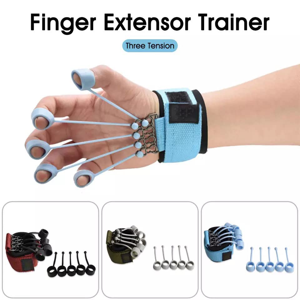 1Pcs Hand Gripper Finger Expander Finger Trainer Finger Exerciser Resistance Bands Fitness Finger Force Grip Device Hand Training - color: blue