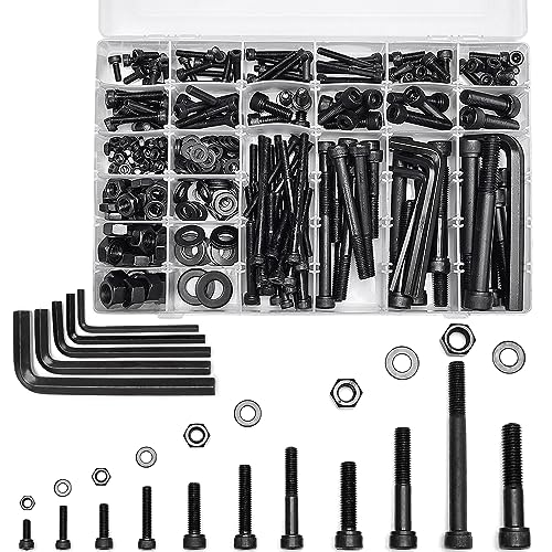 434PCS M5 M6 M8 M10 M12 Metric Bolt Assortment 12.9 Grade Cylindrical Head Screws Nuts and Washers Hex Socket Head Cap Machine Screws Kit - color: X14-large-434 M5 M6 M8 M10 M12 Socket Cap（Black)