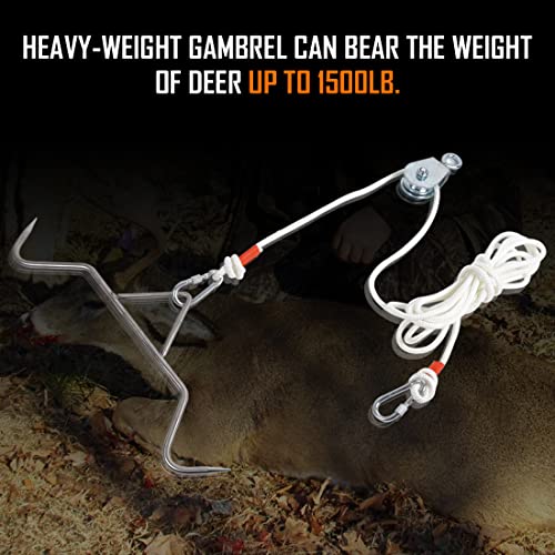 Yorikyas Hunting Game Hoist Gambrel Pulley Lift System for Deer Hanger Hunting Game Skinning Kit - Heavy Duty