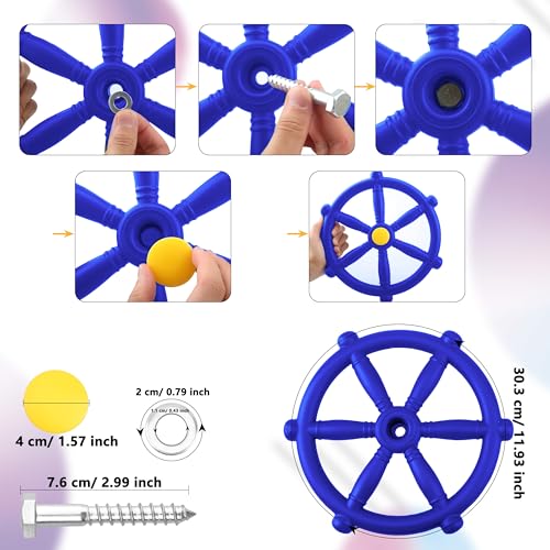 Playground Steering Wheel Plastic Pirate Ship Wheel Playground Swingset Steering Wheel Playset Accessories for Kids Outdoor Backyard Playhouse Treehouse (1, Blue) - color: Blue