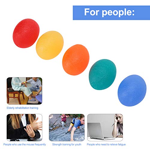 5pcs Grip Strength Trainer, Silicone Hand Exercise Grip Ball Finger Exerciser Stress Balls for Adults Forearm Strengthener for Men, Women & Seniors