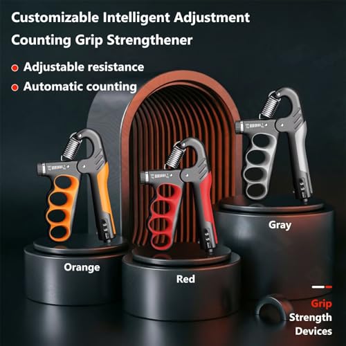 Grip Strength Trainer Forearm Strengthener 11-220 lbs Adjustable Resistance | Automatic Counting, Ergonomic Design, Ideal Device for Grip Strengthening, Arthritis Relief, Hand Physical Therapy & Rehab - color: Orange