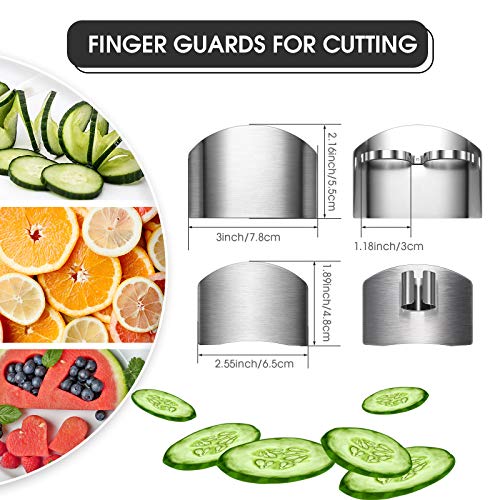 Patelai 6 Pieces Finger Guards for Cutting Stainless Steel Finger Protectors Adjustable Safe Slice Hand Guard Protect for Food Chopping Slicing Cutting, 2 Styles