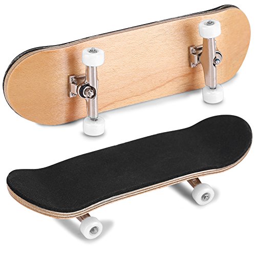 Gavigain 1Pc Wooden Fingerboard Maple Wooden Alloy Fingerboard Finger Skateboards with Box Reduce Pressure Kids Gifts(White)