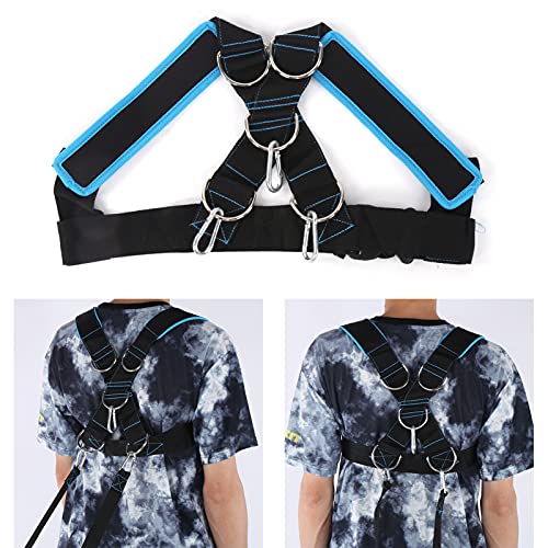 Weight Bearing Shoulder Strap, Nylon Resistances Strength Training Shoulder Bands Pulling Sled Harness Vest Bands with Pulling Strap for Football Workout - color: Black Blue