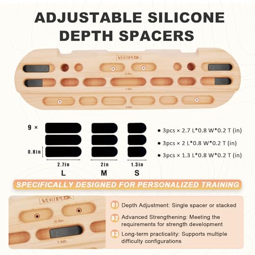 Wooden Hangboard Rock Climbing, Climbing Fingerboard with Mounting Kit for Hanging Practice, Finger Strength and Pull Up, and Bouldering Gift for Climbers (Basic)