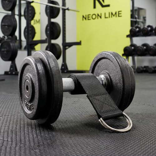 ibasenice 2pcs Dumbbell Loading Strap for Barbell: Fitness Loading Strap for Dip Belt - 30" Weight Plate Band fits Gym Fitness Powerlifting Squat, Black