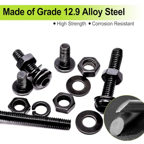 mxuteuk 720PCS M3 Screws Assortment Kit,6/8/10/12/16/20mm M3 Metric Screw,10.9 Grade Alloy Steel Metric Hex Button Head Cap Screws Nuts and Flat Washers for 3D Printing - size: 720PCS M3, style: Hex Socket Button Head
