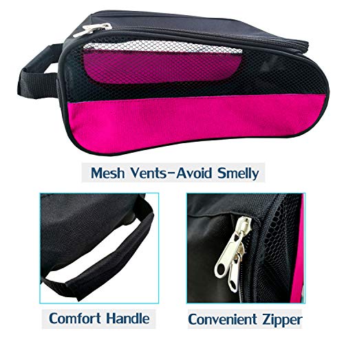 Golf Shoe Bag, Pink Golf Shoes Bags Women Outdoor Zippered Carrier Bags with Ventilation Sport Shoes Bag Travel Shoe Bags (Pink) - color: Pink